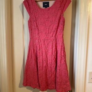Maeve Pink Fit and Flare Mini Dress Scoop Neck Cap Sleeve Wedding Anthropologie